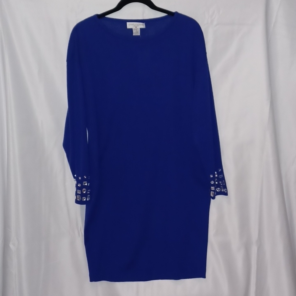 NWT EVAN PICONE wool blend sweater Midi Dress with gem embellishments. M. NWT